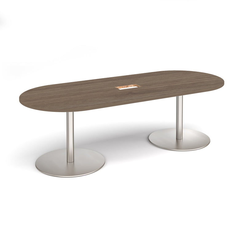 Eternal Radial End Boardroom Table With Central Cut-Out 2400mm x 1000mm - Barcelona Walnut - NWOF