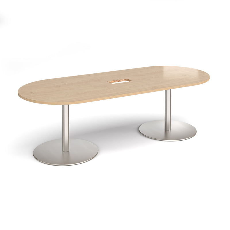 Eternal Radial End Boardroom Table With Central Cut-Out 2400mm x 1000mm - Kendal Oak - NWOF