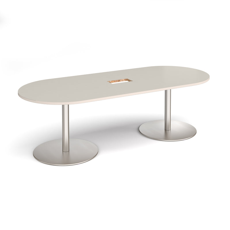 Eternal Radial End Boardroom Table With Central Cut-Out 2400mm x 1000mm - Light Grey - NWOF