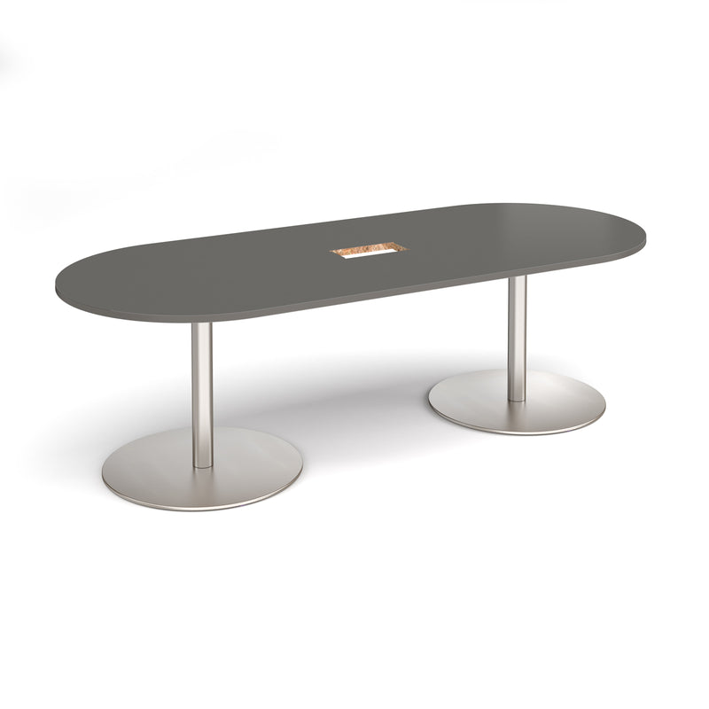 Eternal Radial End Boardroom Table With Central Cut-Out 2400mm x 1000mm - Onyx Grey - NWOF