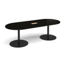 Eternal Radial End Boardroom Table With Central Cut-Out 2400mm x 1000mm - Black - NWOF