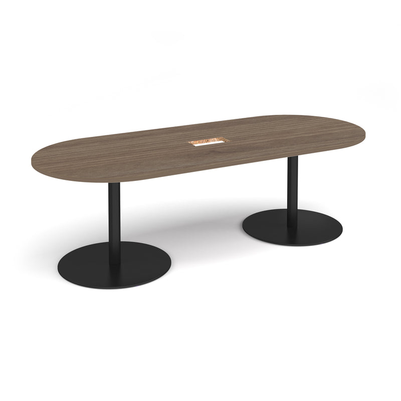 Eternal Radial End Boardroom Table With Central Cut-Out 2400mm x 1000mm - Barcelona Walnut - NWOF