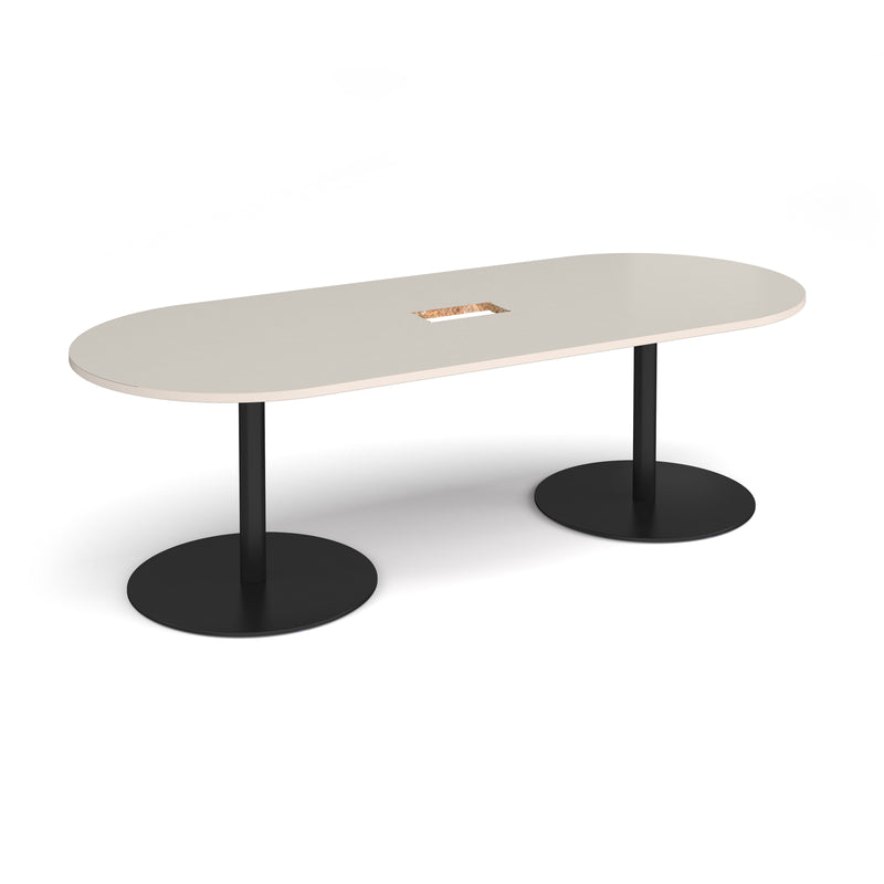 Eternal Radial End Boardroom Table With Central Cut-Out 2400mm x 1000mm - Light Grey - NWOF