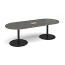 Eternal Radial End Boardroom Table With Central Cut-Out 2400mm x 1000mm - Onyx Grey - NWOF