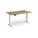 Dams Elev8 Contract Sit-Stand Desk in white, 1400mm width, showing adjustable height mechanism and clean modern design.