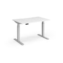 Dams Elev8 Luxe Straight Sit-Stand Desk in white, 1200mm width, featuring a sleek modern design for ergonomic workspace flexibility.