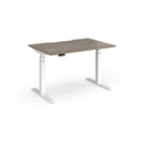 Dams Elev8 Luxe Straight Sit-Stand Desk in white, 1200mm size, showing adjustable height mechanism and sleek modern design.