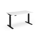 Dams Elev8 Luxe straight sit-stand desk in white with 1400mm width, featuring adjustable height and modern design.
