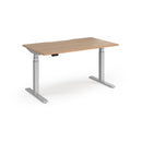 Dams Elev8 Luxe straight sit-stand desk in black with 1400mm width, showing adjustable height mechanism and clean workspace surface.