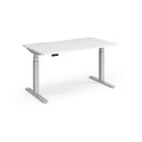 Dams Elev8 Luxe straight sit-stand desk in white, 1400mm width, featuring a modern ergonomic design for flexible workspace setup.