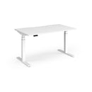 Dams Elev8 Luxe straight sit-stand desk in white with 1400mm width, showcasing adjustable height and modern design.