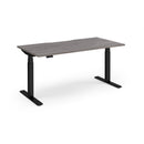 Dams Elev8 Luxe straight sit-stand desk in 1600mm with black frame and wooden desktop, adjustable for ergonomic workspace.