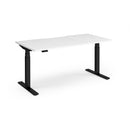 Dams Elev8 Luxe straight sit-stand desk in white, 1600mm width, showing adjustable height mechanism and sleek design