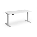 Dams Elev8 Luxe straight sit-stand desk in white, 1600mm length with adjustable height and sleek modern design.