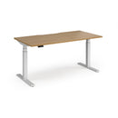 Dams Elev8 Luxe straight sit-stand desk 1600mm with white finish, showing adjustable height and sleek modern design