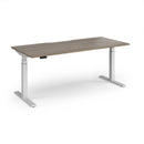 Dams Elev8 Luxe straight sit-stand desk in white, 1800mm long, showing the desk surface and ergonomic design