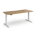 Dams Elev8 Luxe 1800mm straight sit-stand desk with white finish, showing adjustable height mechanism and sleek workspace design.