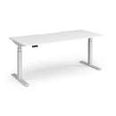Dams Elev8 Luxe straight sit-stand desk in white, 1800mm length, with adjustable height and modern design.
