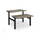 Dams Elev8 Luxe sit-stand back-to-back desks in 1200mm width with adjustable height and modern black finish.