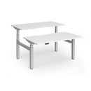 Dams Elev8 Luxe sit-stand back-to-back desk in white, 1400mm wide, with adjustable height and modern workspace design