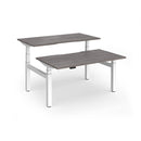 Dams Elev8 Luxe sit-stand back-to-back desks with 1400mm width, featuring white tops and modern ergonomic design.