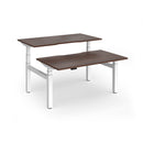 Dams Elev8 Luxe Sit-Stand Back-To-Back Desks in white, 1400mm with adjustable height and modern design for shared workspaces.