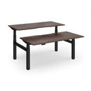 Dams Elev8 Luxe sit-stand back-to-back desks in 1600mm with wooden finish and adjustable height, ideal for shared workspaces.