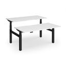 Dams Elev8 Luxe Sit-Stand Back-To-Back Desks in white, 1600mm length, with adjustable height and modern design.