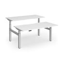 Dams Elev8 Luxe sit-stand back-to-back desks in white, 1600mm length with adjustable height and modern design.