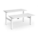 Dams Elev8 Luxe Sit-Stand Back-To-Back Desks in white, 1600mm, with adjustable heights and modern office design features.