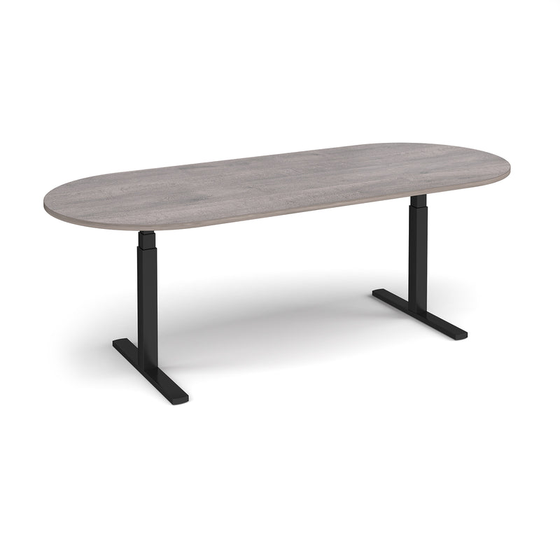 Elev8 Touch Radial End Boardroom Table 2400mm - Grey Oak - NWOF
