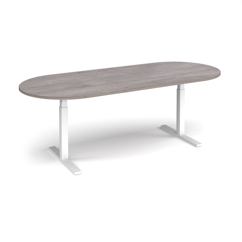 Elev8 Touch Radial End Boardroom Table 2400mm - Grey Oak - NWOF