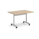 Rectangular Fliptop Meeting Table With Silver Frame - Kendal Oak - NWOF