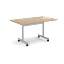 Rectangular Fliptop Meeting Table With Silver Frame - Kendal Oak - NWOF
