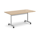 Rectangular Fliptop Meeting Table With Silver Frame - Kendal Oak - NWOF