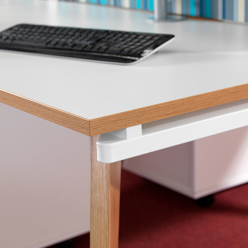 Fuze Triple Back To Back Desks - White/Oak - NWOF