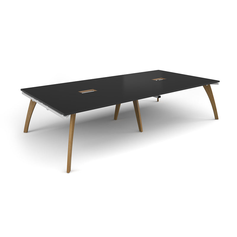 Fuze Rectangular Boardroom Table With 2 Cut-Outs - Black - NWOF