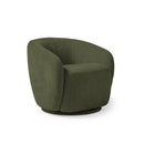 Dams Grace single swivel club chair with plush upholstery and wooden base, shown in a cozy living room setting.
