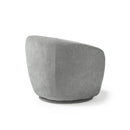 Dams Grace single swivel club chair with beige upholstery and wooden base, shown from the back view.