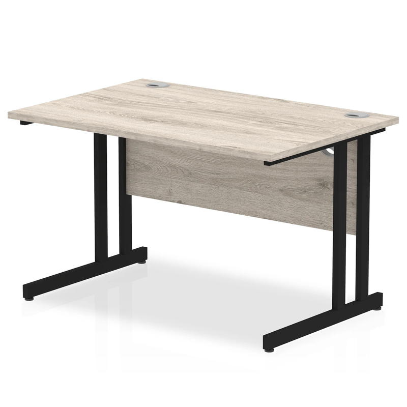 Impulse 800mm Deep Straight Desk With Cantilever Leg - Grey Oak - NWOF