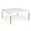 Dams Connex Plus wooden goal-post back-to-back desk in white, featuring sleek modern design and sturdy wooden construction.