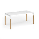 Dams Connex Plus Wooden Goal-Post Single Desk in white with sleek modern design and clean wood finish.