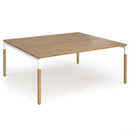 Dams Connex Plus wooden goal-post back-to-back desk in oak with sleek, modern design and natural wood finish.