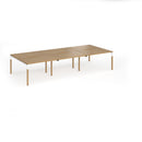 Dams Connex Plus wooden goal-post triple back-to-back desk in oak, showcasing modern office furniture with a sleek wooden finish.