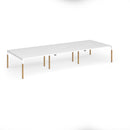 White Connex Plus wooden goal-post triple back-to-back desk by Dams, featuring a sturdy wooden frame and goal-post design.
