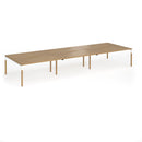 Dams Connex Plus wooden goal-post triple back-to-back desk in oak, featuring a sturdy oak finish and modern design.