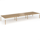 Dams Connex Plus wooden goal-post triple back-to-back desk in oak, featuring a sturdy wooden frame and modern design.