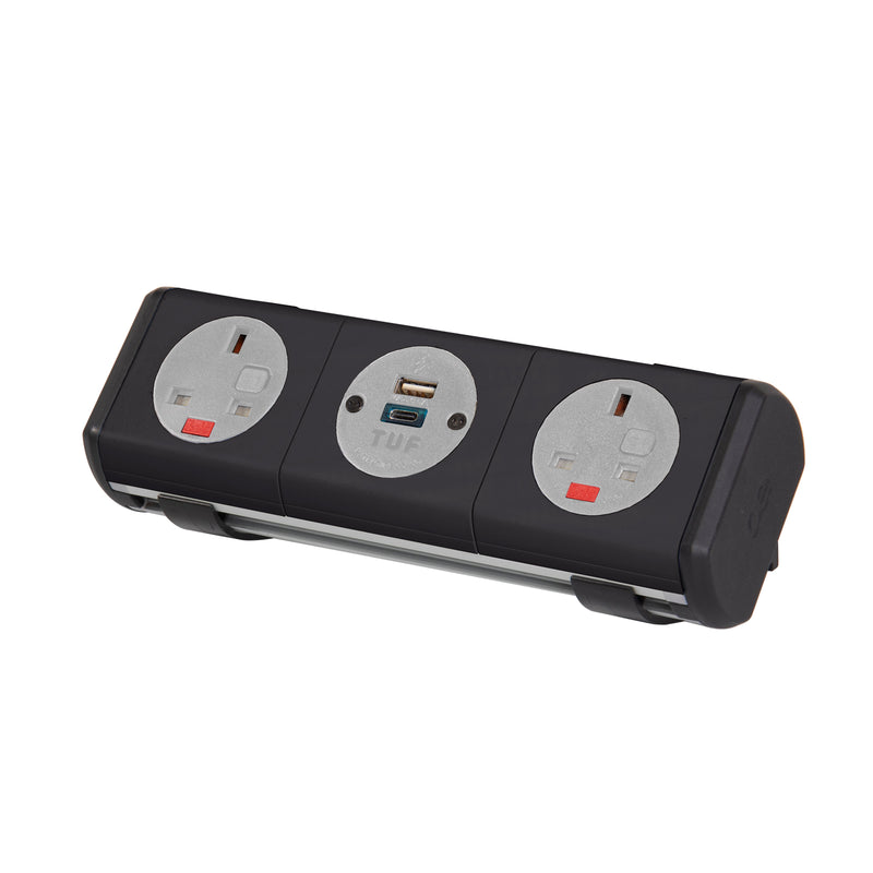 Hubble Clip-On Power Module 2 x UK Sockets, 1 x TUF (A&C Connectors) USB Charger - NWOF