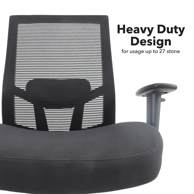 Isla Bariatric Operator Chair With Black Fabric Seat And Mesh Back - NWOF