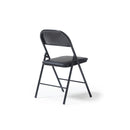 Kava Steel Folding Chair With Soft Padded PVC Seat & Back - 4 Units Per Box - Black - NWOF